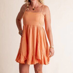 POL Ruffled Embroidered Mini Dress with Adjustable Straps Size Small NWOT